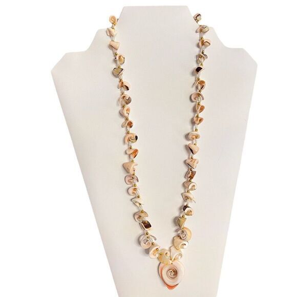 VINTAGE Women's Necklace Natural Cocomurex‎ Luhuanus Sea Shell Beaded 23 in. - Picture 3 of 12